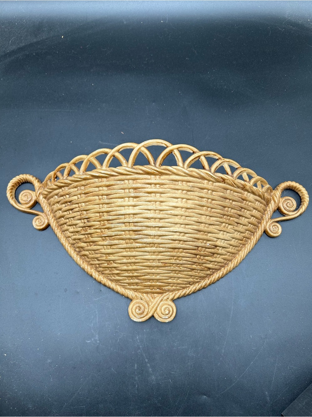 Vintage Burwood 487 faux wicker basket 🧺 wall pocket